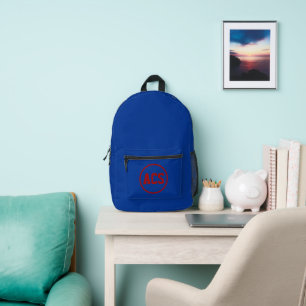 Royal Blue and Red School Colours and Letters Printed Backpack