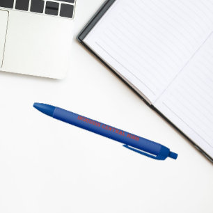 Royal Blue and Red School Colours and Name Black Ink Pen