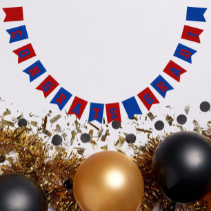 Royal Blue and Red School Colours Graduation Bunting