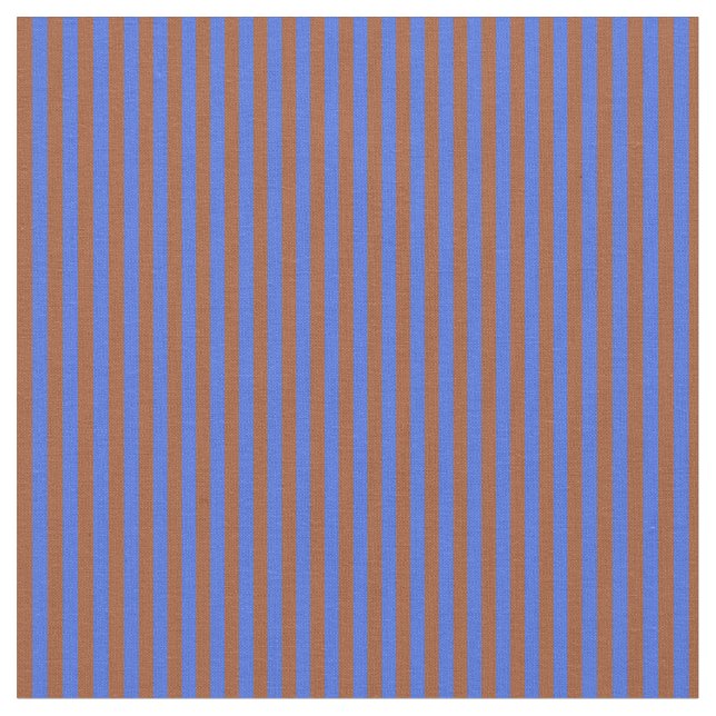 Royal Blue and Sienna Coloured Lines Fabric (Close Up)