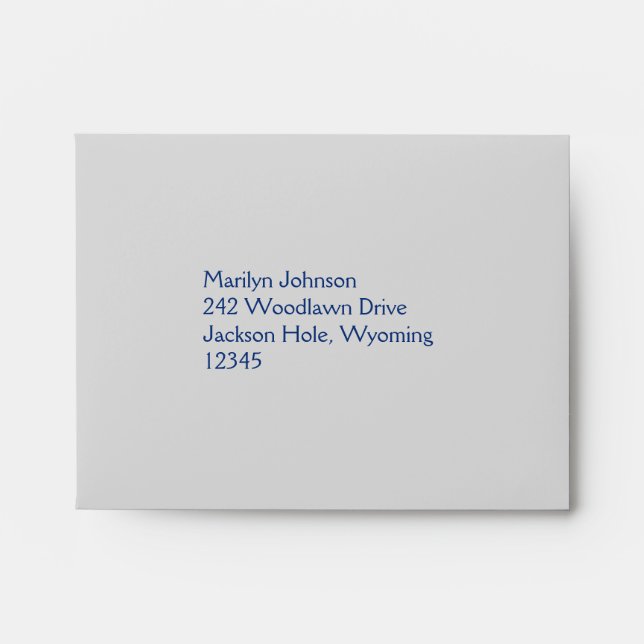 Royal Blue and Silver Envelope for RSVP Card (Front)