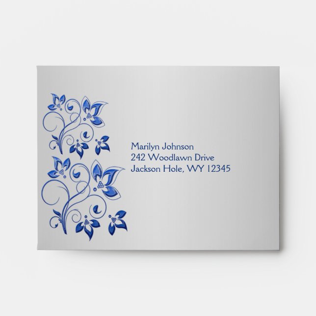 Royal Blue and Silver Envelope for RSVP Card (Front)
