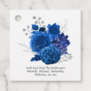 Royal Blue and Silver Floral Favour Tags