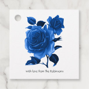 Royal Blue and Silver Floral Favour Tags