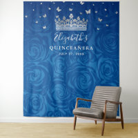 Royal Blue and Silver Floral Quinceanera Photo