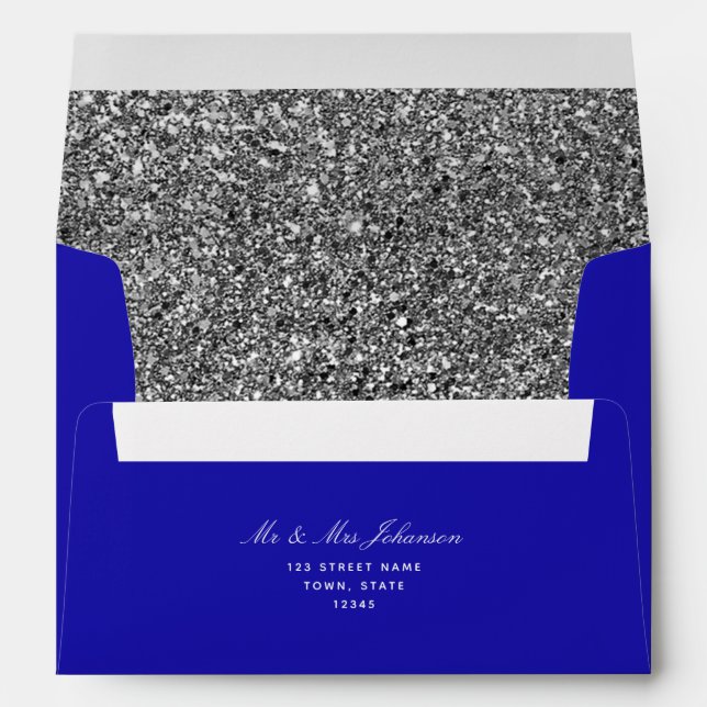 Royal Blue and Silver Glitter Envelope (Back (Bottom))