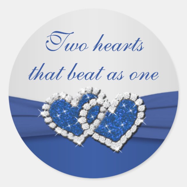 Royal Blue and Silver Joined Hearts Sticker (Front)