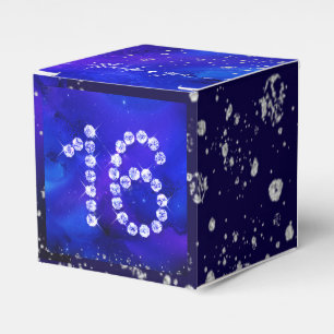 Royal Blue and Silver  sweet 16 Favour Box