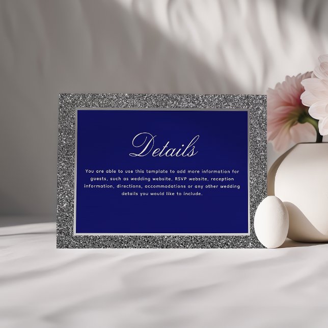 Royal Blue and Silver Wedding Details Enclosure Card (Creator Uploaded)