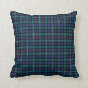 Royal Blue and Turquoise Mackenzie Modern Tartan Cushion
