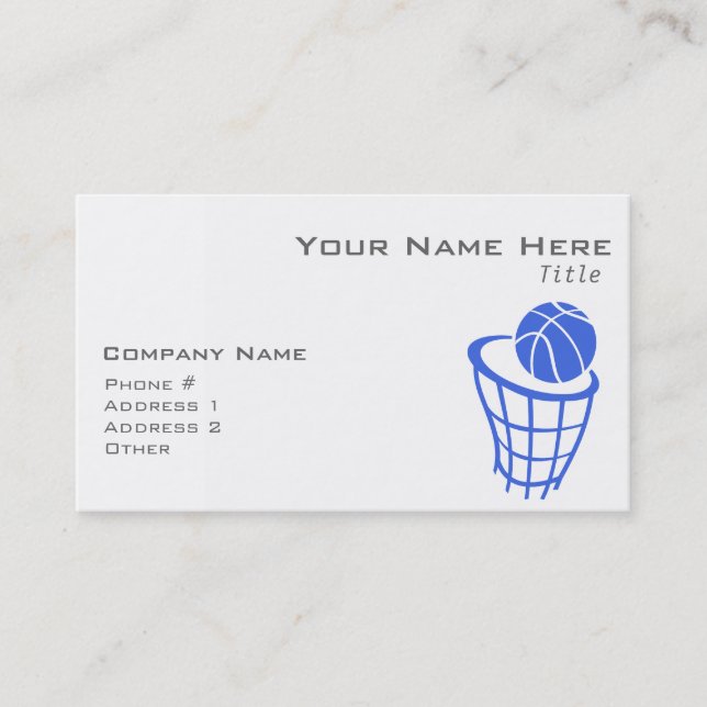 Royal Blue and White Basketball Business Card (Front)