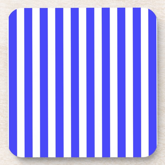 Royal blue and white candy stripes coaster (Front)