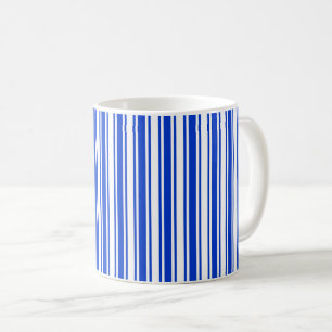 Royal blue and white candy stripes coffee mug