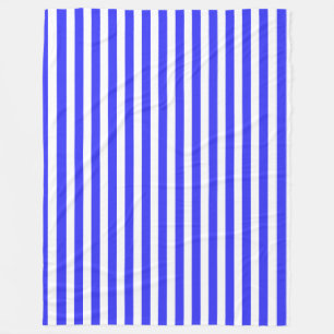 Royal blue and white candy stripes fleece blanket