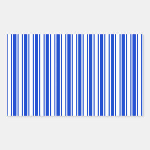 Royal blue and white candy stripes rectangular sticker
