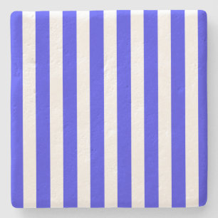Royal blue and white candy stripes stone coaster