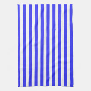 Royal blue and white candy stripes tea towel