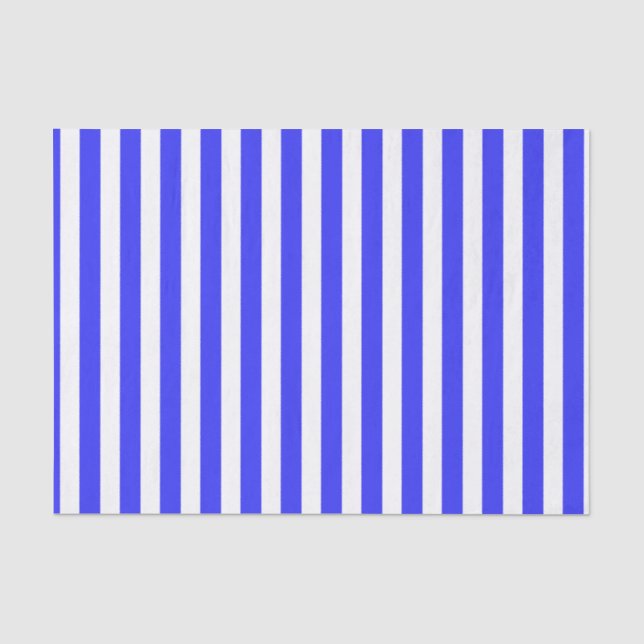 Royal blue and white candy stripes tissue paper (Front)