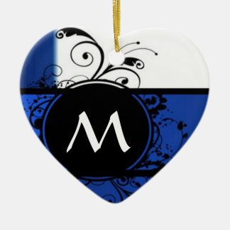 Royal blue and white ceramic tree decoration
