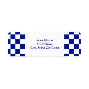 Royal Blue and White Checkered Pattern label