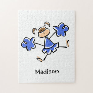 Royal Blue and White Cheerleader Jigsaw Puzzle