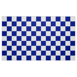 Royal Blue and White Chequerboard Pattern Fabric