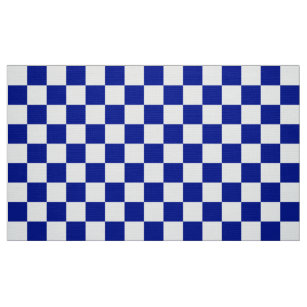 Royal Blue and White Chequerboard Pattern Fabric