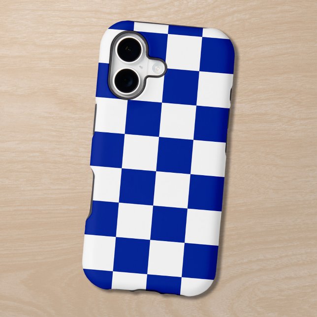 Royal Blue and White Chequered Pattern (Royal Blue and White Checkered Pattern Case-Mate iPhone Case in situ)