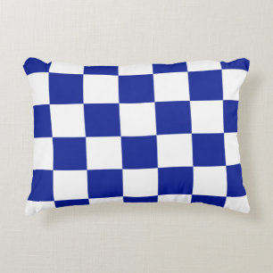 Royal Blue and White Chequered Pattern Decorative Cushion
