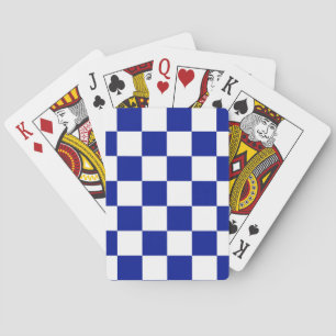 Royal Blue and White Chequered Pattern Playing Cards