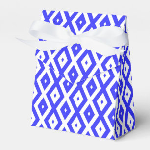 Royal blue and white diamond pattern favour box