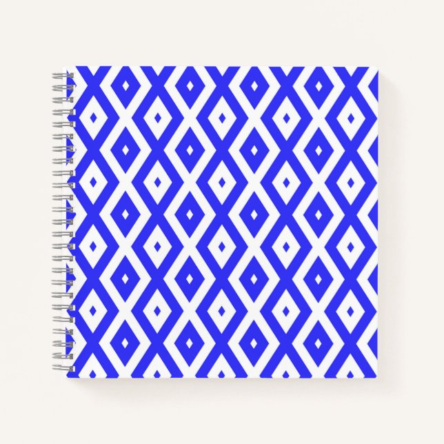 Royal blue and white diamond pattern notebook (Front)