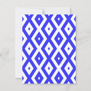 Royal blue and white diamond pattern RSVP card