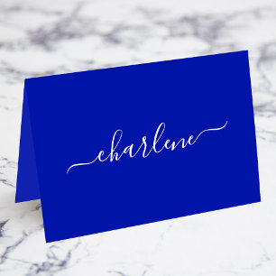 Royal Blue and White Elegant Name Place Cards