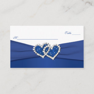 Royal Blue and White Joined Hearts Placecards
