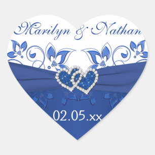 Royal Blue and White Joined Hearts Sticker