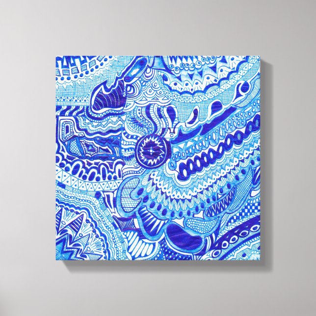 Royal Blue and White Ming style oriental Canvas Print (Front)