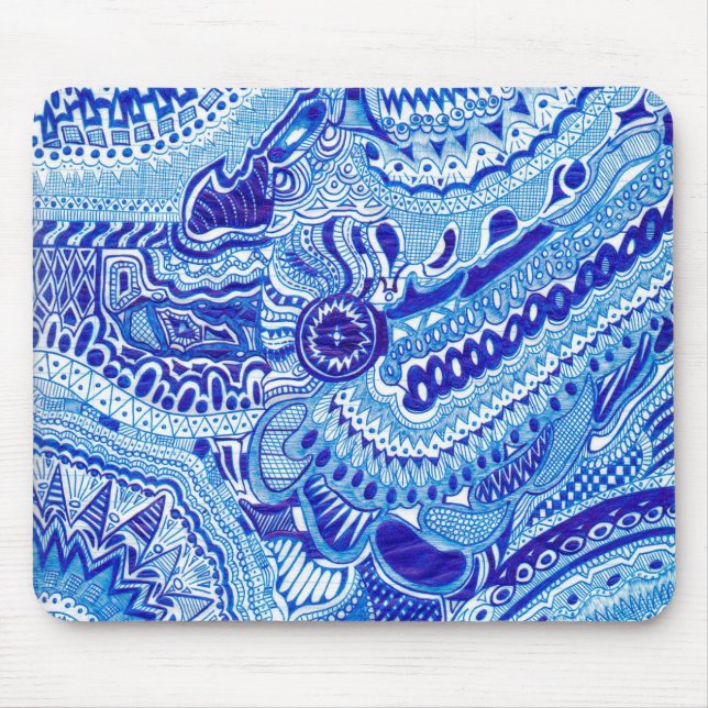 Royal Blue and White Ming style pattern art Mouse Pad (Front)