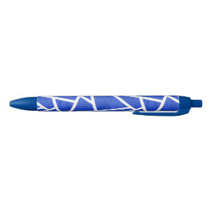 Royal blue and white mosaic pattern black ink pen