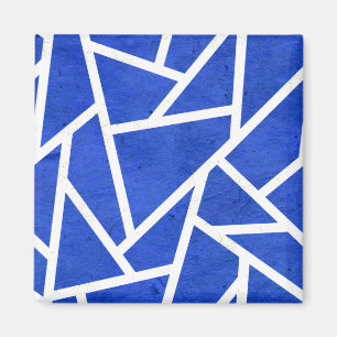 Royal blue and white mosaic pattern magnet