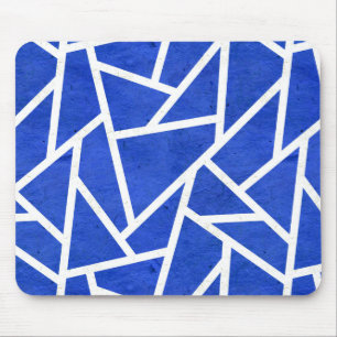 Royal blue and white mosaic pattern mouse pad