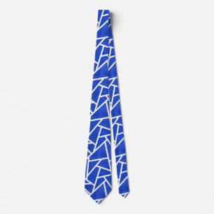 Royal blue and white mosaic pattern tie