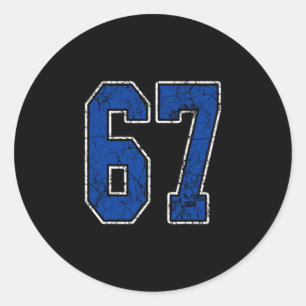 Royal Blue And White Number 67 Jersey Player Unifo Classic Round Sticker
