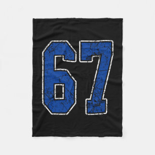 Royal Blue And White Number 67 Jersey Player Unifo Fleece Blanket