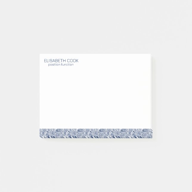 Royal Blue and White Paisley Pattern Post-it Notes (Front)
