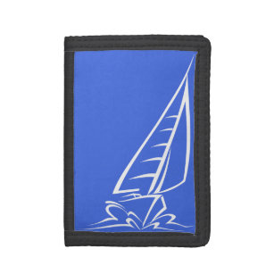 Royal Blue and White Sailing; Sail Boat Trifold Wallet