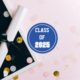 Royal Blue and White School Class Year Classic Round Sticker
