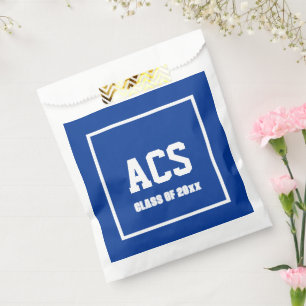 Royal Blue and White School Colours and Letters Favour Bags
