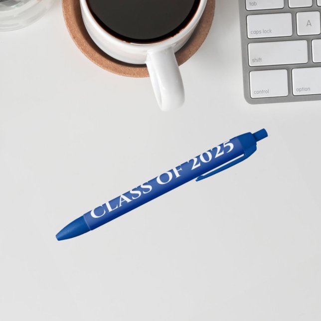 Royal Blue and White School Colours Class Year Black Ink Pen (In Situ)