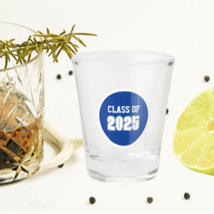 Royal Blue and White School Colours Class Year Shot Glass